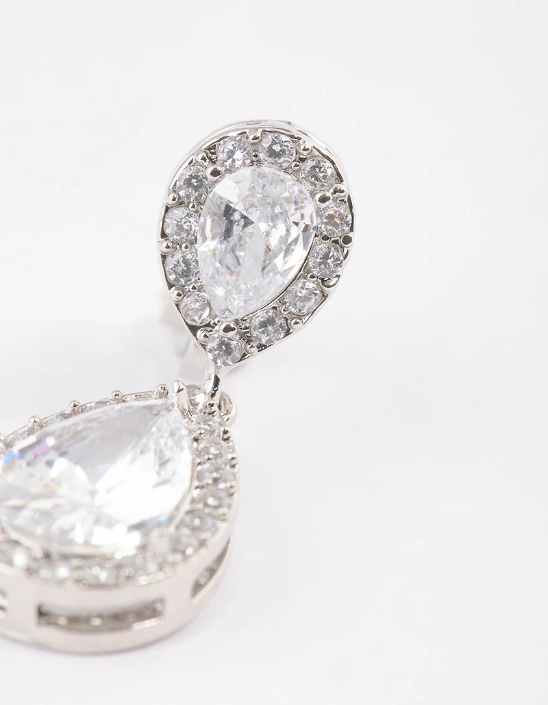 Silver Cubic Zirconia Angelina Drop Earrings