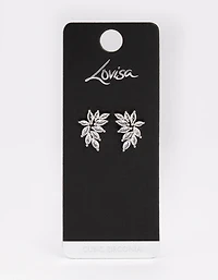 Silver Cubic Zirconia Navette Mini Stud Earrings