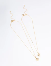 Gold Plated Circle & Heart Locket Necklace Pack