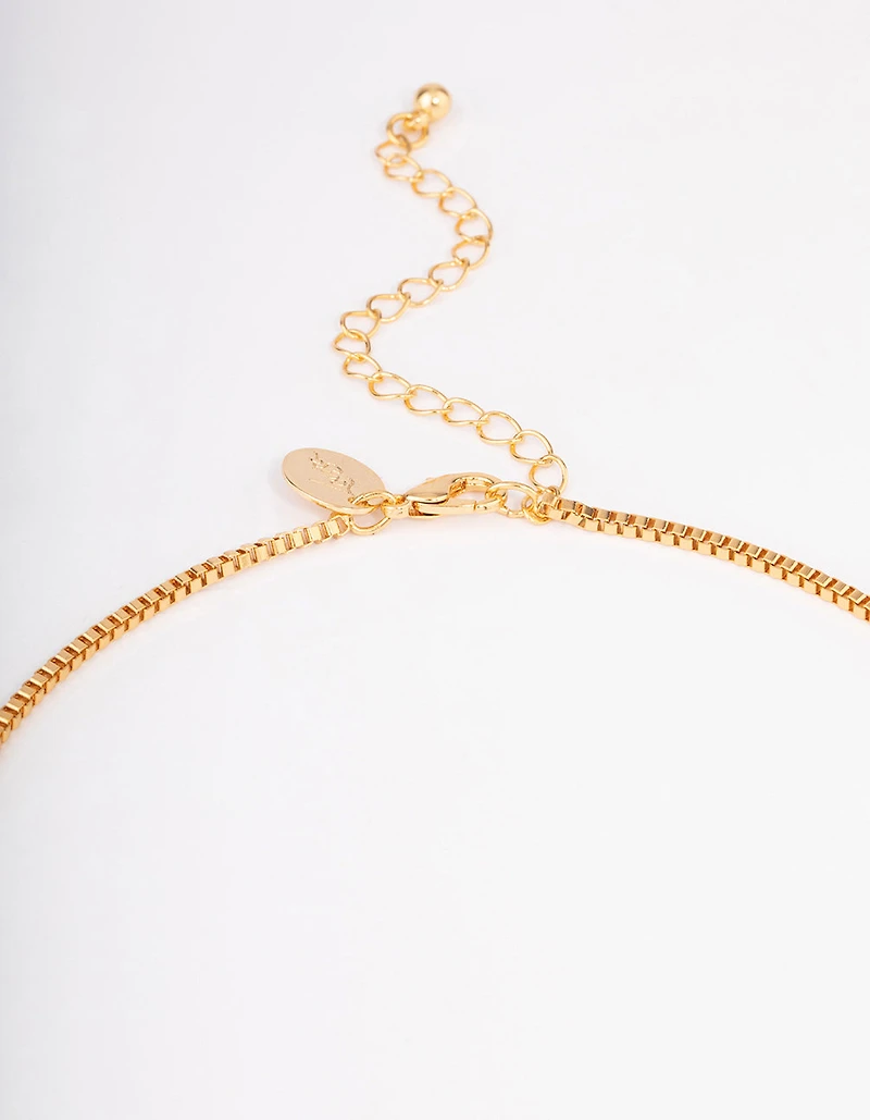 Gold Plated Long Large Puffy Heart Necklace