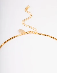 Gold Plated Long Large Puffy Heart Necklace