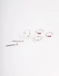 Silver Plated Cubic Zirconia Statement Huggie Earrings Pack