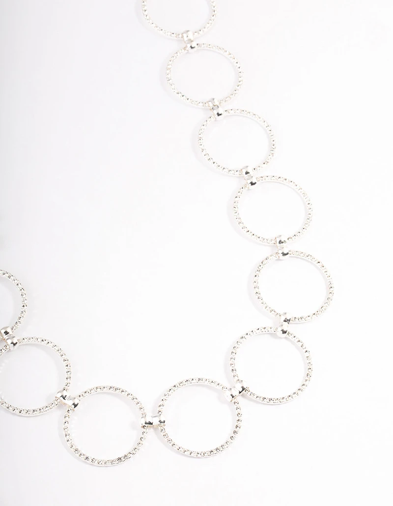 Ceinture circulaire en gros diamants argentés