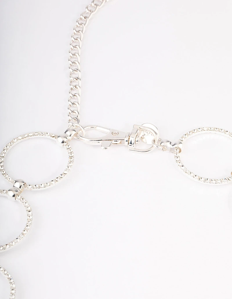 Ceinture circulaire en gros diamants argentés