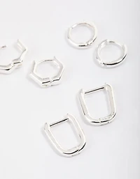 Silver Mini Shape Huggie Earrings Pack