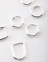 Silver Mini Shape Huggie Earrings Pack