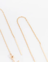 Gold Fine Diamante Star Threader Earrings