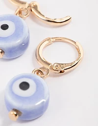 Gold Mini Evil Eye Huggie Earrings