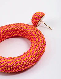 Pink Threaded Wrapped Oversized Drop Earrings