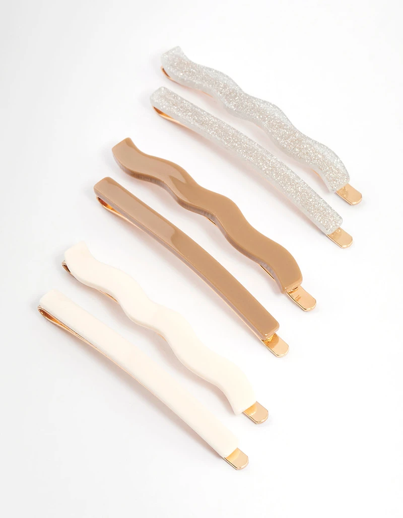 Gold Mixed Shape Hair Clips 6-Pack