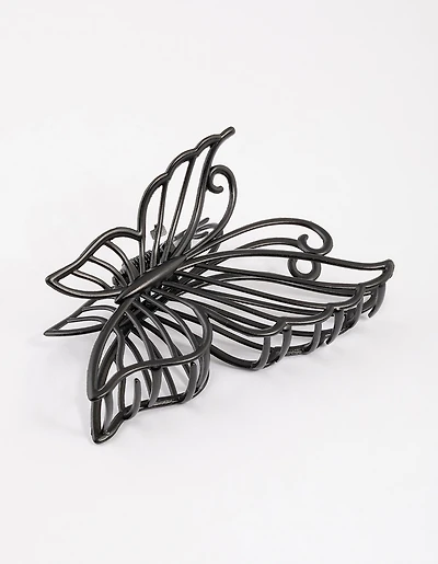 Coated Black Detail Butterfly Claw Clip