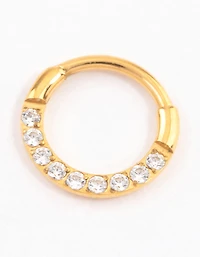 Gold Plated Titanium Cubic Zirconia Clicker Ring 6mm