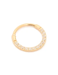 Gold Plated Titanium Cubic Zirconia Clicker Ring 8mm