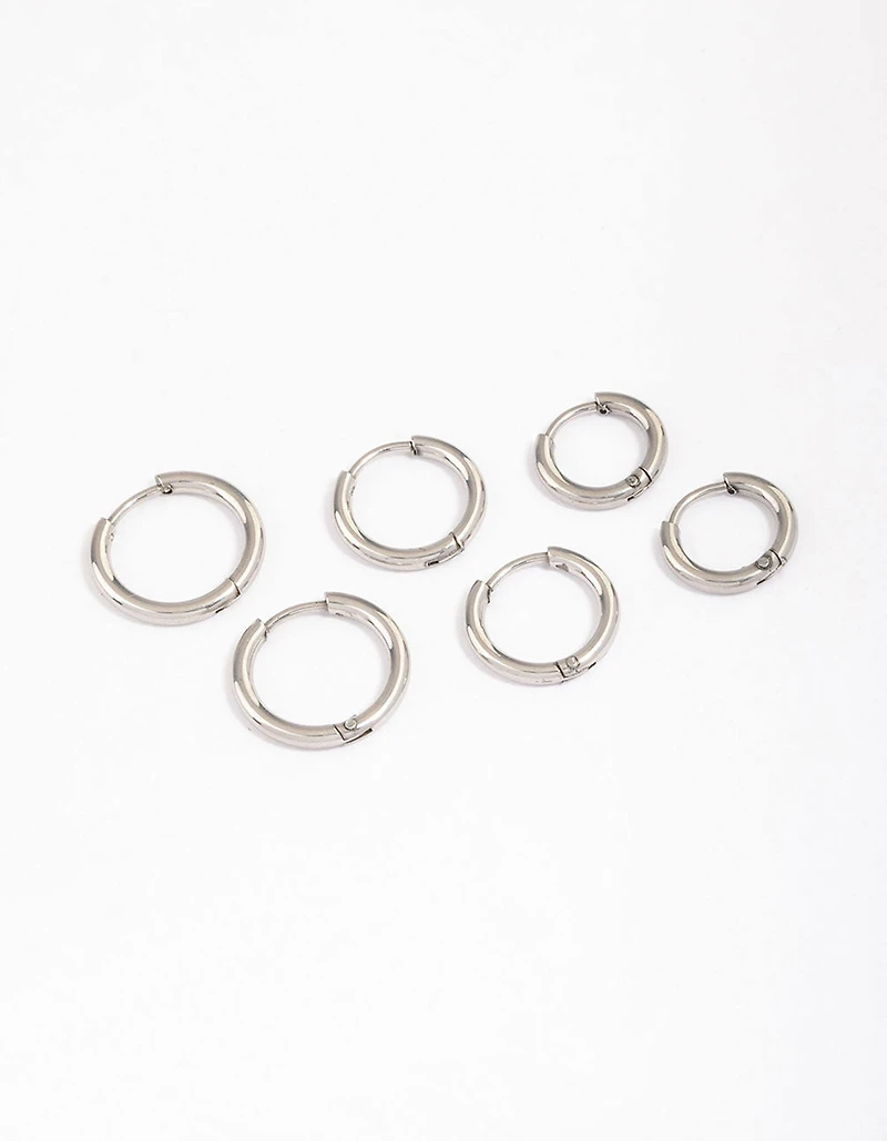 Surgical Steel Thin Classic Hoop Earrings Pack