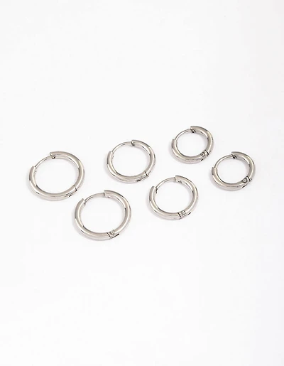 Surgical Steel Thin Classic Hoop Earrings Pack