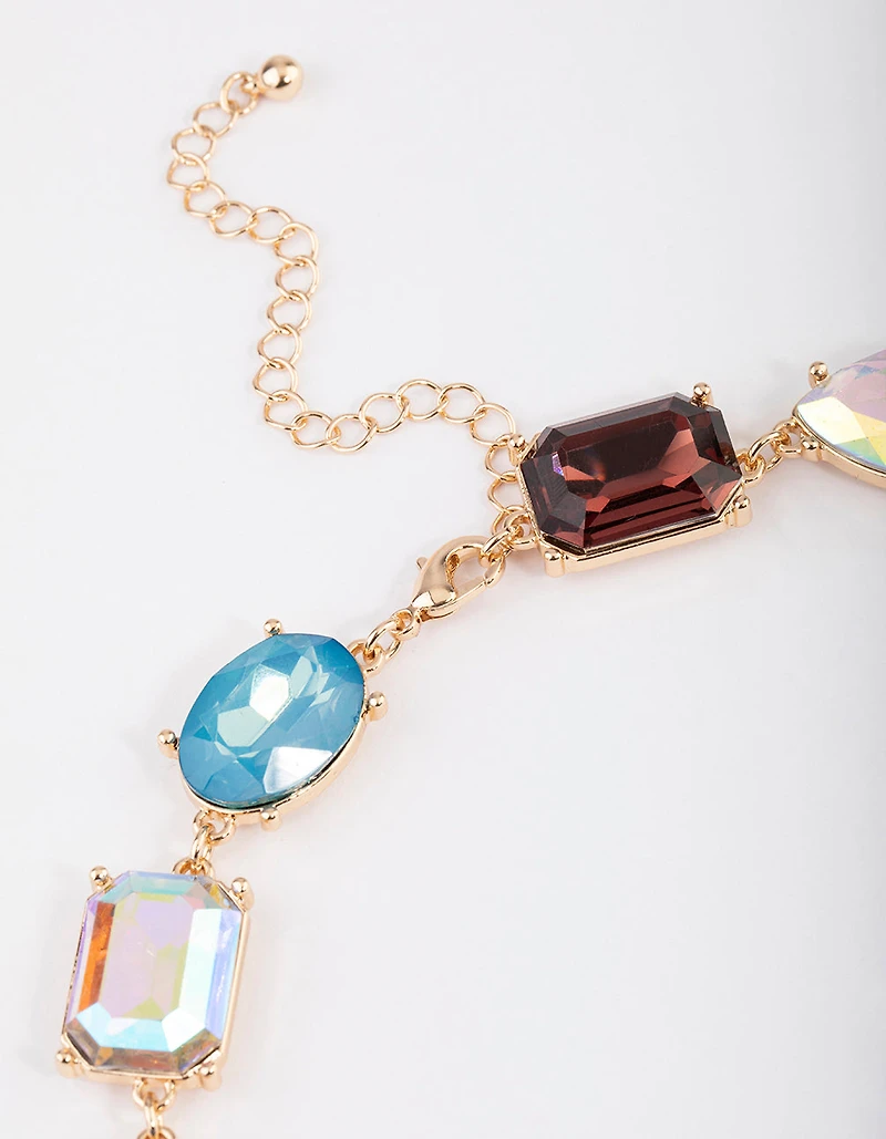 Gold Large Chunky Mixed Stone Necklace