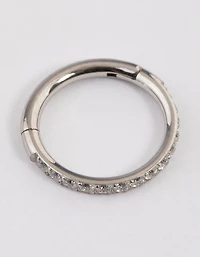Surgical Steel Fine Pave Band Clicker Ring