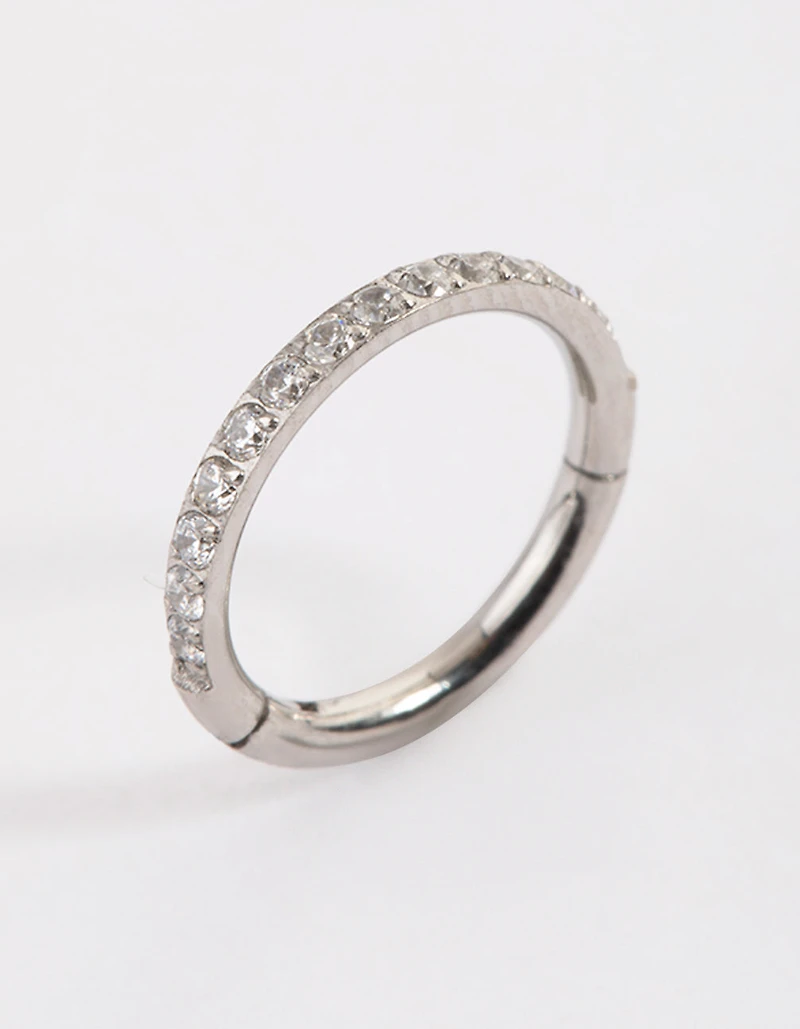Surgical Steel Fine Pave Band Clicker Ring