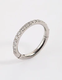 Surgical Steel Fine Pave Band Clicker Ring