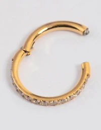 Gold Plated Surgical Steel Fine Pave Band Clicker Ring