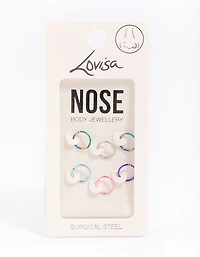 Surgical Steel Metallic Nose Ring 6-Pack