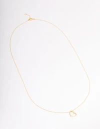 Gold Plated Sterling Silver Cubic Zirconia Half Paved Heart Necklace