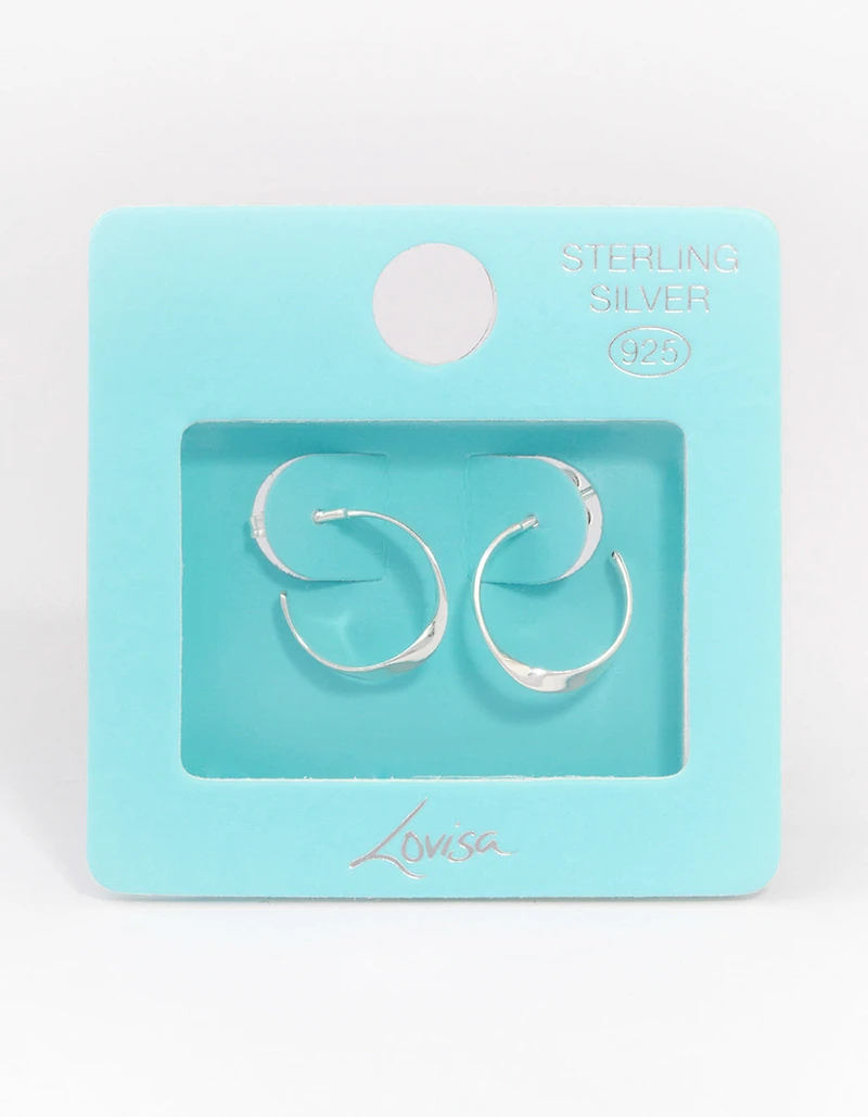 Sterling Silver Flat Twisted Hoop Earrings