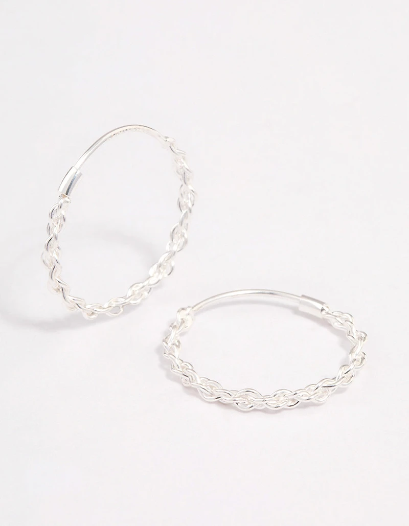 Sterling Silver Chain Hoop Earrings