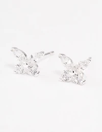 Sterling Silver Cubic Zirconia Butterfly Stud Earrings