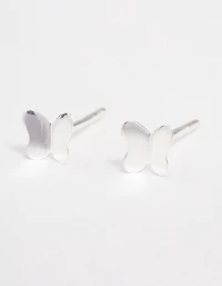 Sterling Silver Polished Butterfly Stud Earrings