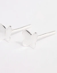Sterling Silver Polished Butterfly Stud Earrings
