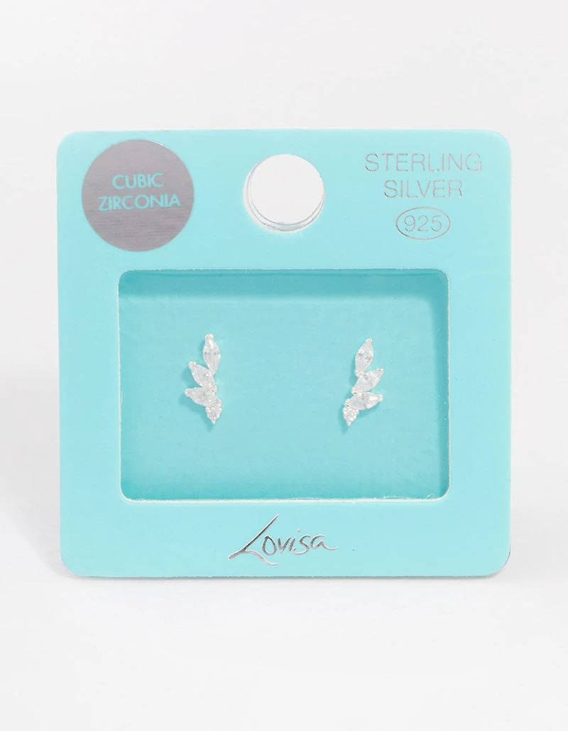 Sterling Silver Cubic Zirconia Climber Earrings