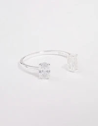 Sterling Silver Double Statement Cubic Zirconia Ring