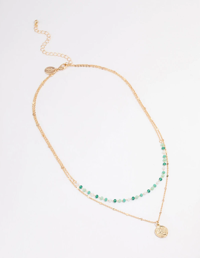 Gold Bead & Coin Layered Necklace