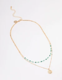 Gold Bead & Coin Layered Necklace