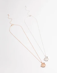 Mixed Metal Star Diamante Locket Necklace Pack
