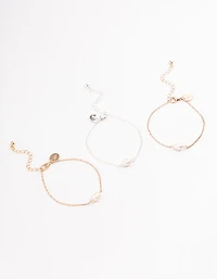 Mixed Metal Classic Freshwater Pearl Bracelet Pack