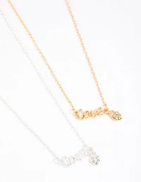 Mixed Metal Love Script Necklace Pack