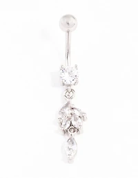 Surgical Steel Navette Cubic Zirconia Drop Belly Ring