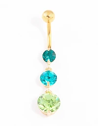 Gold Plated Surgical Steel Graduating Crystal Ombre Belly Ring