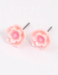 Boucles d’oreilles en fleur nacrée rose