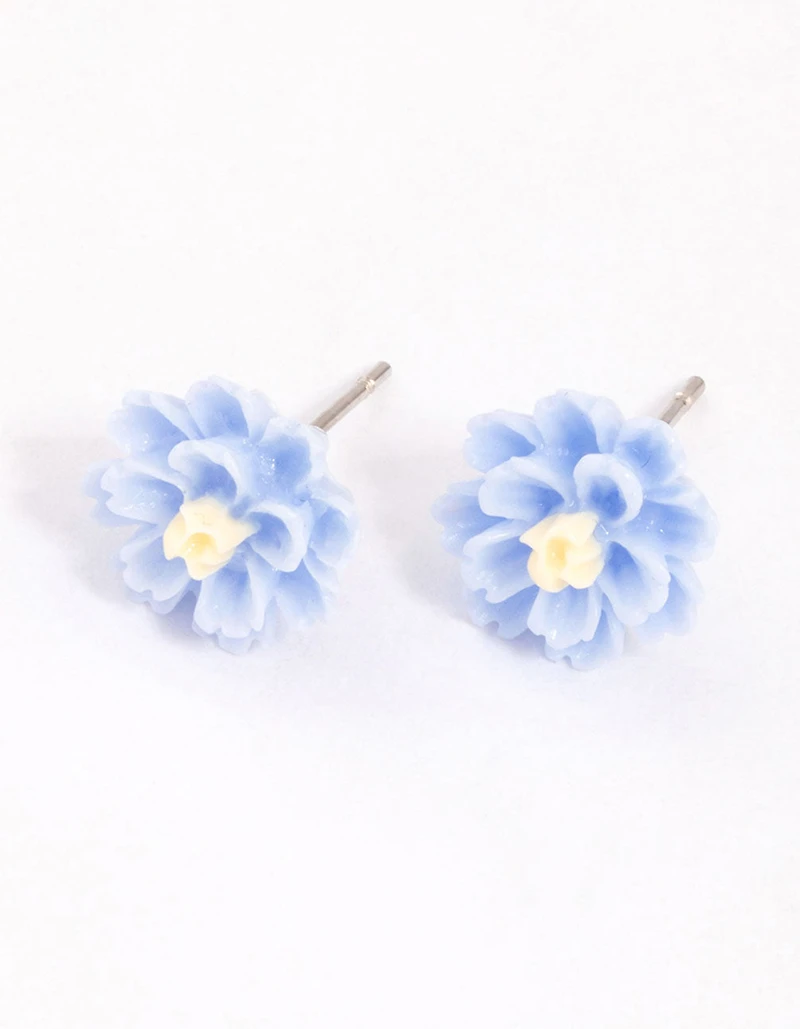 Blue Dahlia Stud Earrings