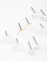 Gold Garden Mixed Stud Earrings 8-Pack