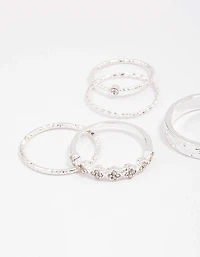Silver Dainty Flower Ring Pack