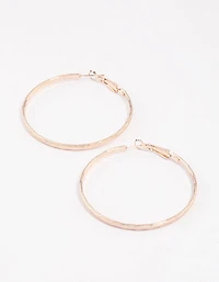 Rose Gold Basic Textured Hoop Earrings