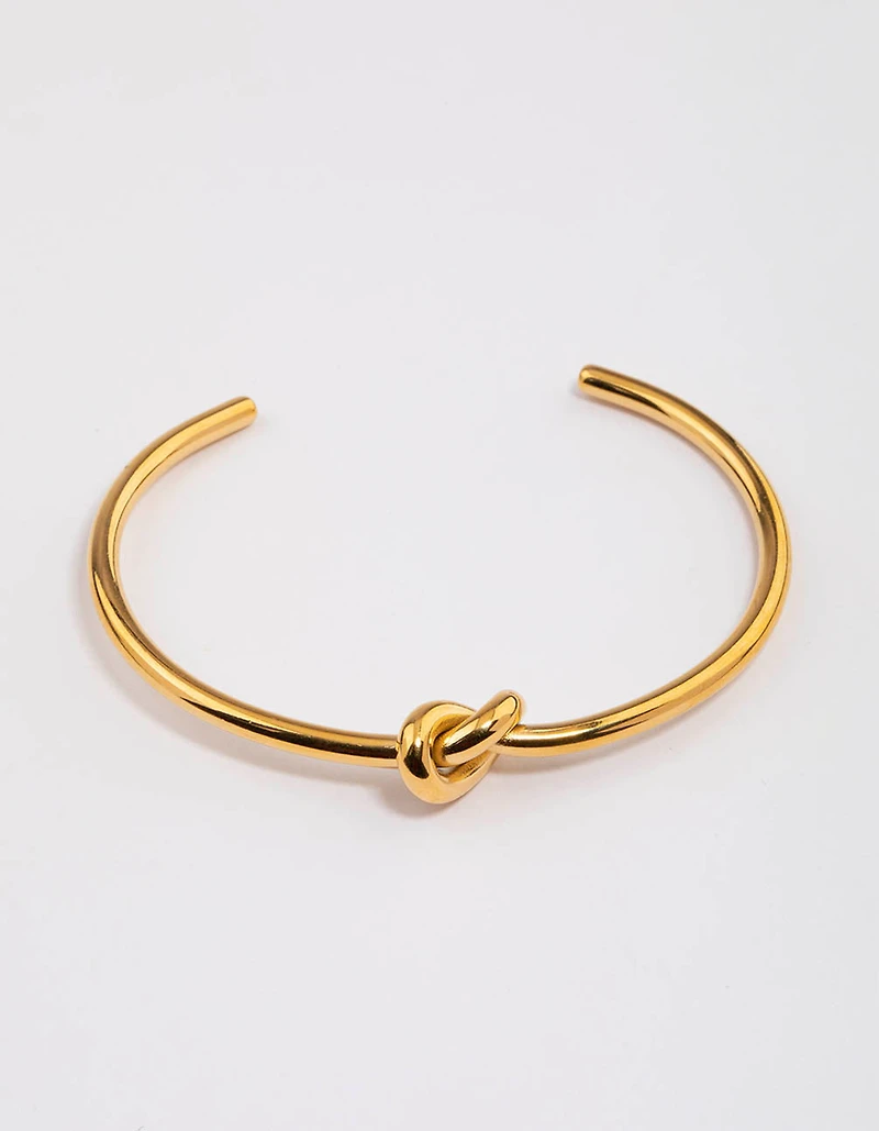 Waterproof Gold Plated Stainless Steel Basic Knotted Wrist Cuff