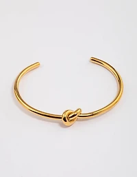 Waterproof Gold Plated Stainless Steel Basic Knotted Wrist Cuff