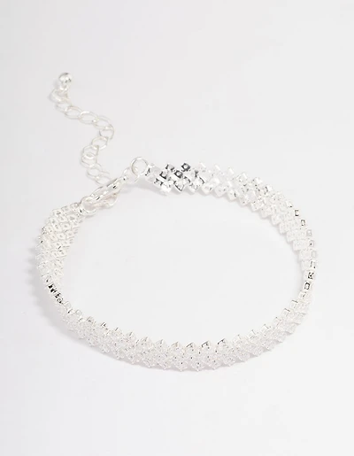 Silver Plated Round Stone Diagonal Tennis Bracelet