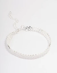 Silver Plated Round Stone Diagonal Tennis Bracelet