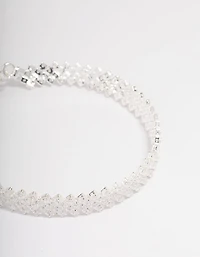 Silver Plated Round Stone Diagonal Tennis Bracelet